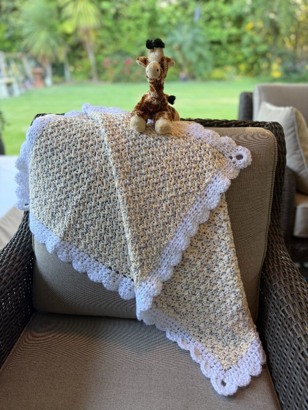 Handmade Crochet Baby Blanket, Soft Heirloom Nursery Gift, Color: Sweet Cream